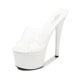 2021 Summer Platform Sandals Women Sexy PVC Transparent Slim Ultra High Heels 17CM Shoes Women Sandale Female Pole Dancing
