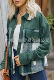 The Ins Hot Autumn Winter Ladies Coat Cotton Sweaters Wool Plaid Patchwork Multi-Pocket Jacket-Outfit