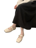 Zingj Jane Shoes Female 2024 Summer New Niche Design Sense Flat Bottom A Word Buckle Square Head Senior Sense Of Spring And Autumn Single