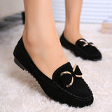 Zingj Bean Shoes Women Flat Shoes Casual Singles Shoes Bow Women Shoes Driving Plus Size Work Shoes- Outfit