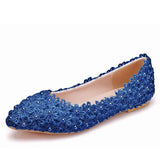 Bridal Shoes Handmade Wedding Shoes Color Flat-Soled Wedding Shoes Bridesmaids Performance Flat Heel Single