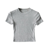 Zingj New Summer Color Slimming, Short-Sleeved, Round-Necked, Chest-Wrapped T-Shirt, Sports, Fitness, Solid