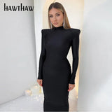 Shoulder Padded Long Sleeve Bodycon Green Party Club Maxi Long Dress 2022 Spring Autumn Women Fashion Elegant