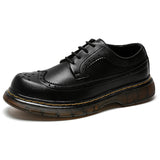Zingj Style Retro Rock Carved Leather Shoes Men Leather Men's Cowhide Business Casual Men's Shoes Spring And Autumn