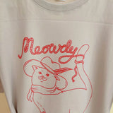 Cartoon Cowboy Cat Print Oversized T-shirtOutfit