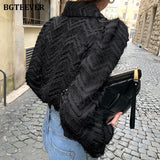 Elegant Notched Collar Women Tassels Shirts Blouses 2021 Spring New Single-breasted Female Workwear Shirts Tops
