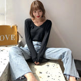 New 2021 Autumn Winter Women's Sweaters V-Neck Minimalist Tops Fashionable Korean Style Knitting Casual Solid