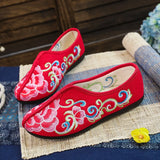 Zingj Cotton Shoes, Flat Shoes Injection Plastic Soft Sole Winter Clip Cotton And Velvet Embroidered Flower Cloth Shoes Pregnant Women Shoes Women's