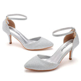 Cm Large-Size Sandals Fine-Heeled Sandals Gold-Slilight Pointed Sandals Women's Stage Banquet Women's