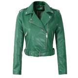 Spring Women Faux Soft Leather Jacket Short Coat Pu Motorcycle Zipper Punk Leather Jacket Black White Green