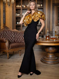 Temperament Dress Women 2025 Early Spring New Fashion Collar Three-Dimensional Flowers Stitching Design Design Slender Long Dress