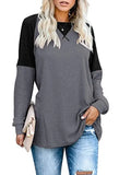 Autumn Patchwork Long Sleeved T-Shirt Fashion Loose Casual Top Women Oversized Tunic Round Neck Tee Shirt Pullovers