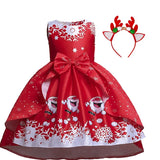 Christmas Dress Xmas Party Dresses 4-10 Y Vestido Natal Red Clothing New Years Dresses girls Free Band Halloween
