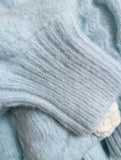 Blue Knitted Rose Buttoned Cardigan- Outfit