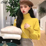 Sweater Women Aesthetic Solid Lantern Sleeve Korean Preppy Style Sweet Cute Ladies Warm Loose Casual Streetwear