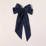 New Fashion Bowknot Streamer Hairpin Woman Girls Satin Ribbon Barrette Bow Back Head Spring Clip Headwear Hair