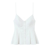 Buckle Swing 2025 Wide Short Female Vest Open Back Sexy Sling Skirt V-Neck