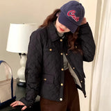 Small Fragrant Wind Short Down Jacket Female In 2024 Winter New Diamond Gold Buckle Warm Small Lapel Coat Tide-Outfit
