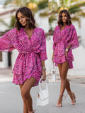 Fashionable Mid Skirt Printed Wave Sleeve