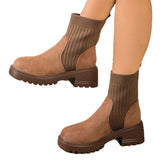 The Autumn Of 2025, The New Knitted Spliced Fashion Boots Thick Bottom And Sleeve Short Boots Korean Version Of Breathable Socks Boots