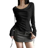 2024 Winter New Women's Solid Color Slimming Fashion Sexy V-Neck Long Sleeve Strap