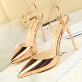 Shoes Fashion High Heels Shoes Patent Leather Woman Pumps Sexy Women Heels Blue Sliver Stiletto Heels Women Sandals