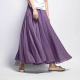 2020 Summer Women Skirt Linen Cotton Vintage Long Skirts Elastic Waist Boho Beige Pink Maxi Skirts Faldas