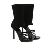 Women's Shoes Summer Women's High-Heeled Sandals 2024 Summer New Elastic Cloth Slippers With Open Toes And High