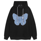 Patchwork Denim Butterfly Vintage HoodieOutfit
