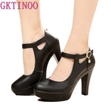 Quality Women's Leather Shoes With Heels 2021 Platform Mary Jane Shoes Women Pumps OL Office Work Shoes Woman High