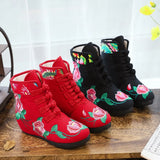 Zingj Boots With Cotton And Velvet Cotton Shoes Retro National Style Chinese Style Women's Shoes Cloth Shoes Ladies Embroidered Shoes Handmade High