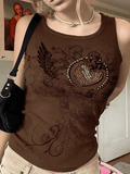 Heart Rhinestone Rib Crop Tank Top- Outfit