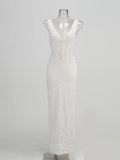 High-End Women's New Sexy Perspective Hollow Deep V Dress Dress Slim Slim Temperament Dress
