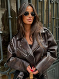 PU Leather Zipper Cropped Jacket- Outfit