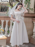 Summer New Women Fashion Elegant Prom Midi Dresses Vintage Princess Female Evening Party A Line Clothes