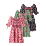 New Women's Autumn Green Positioning People Cotton Print Tight Dress