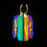 Men's And Women's Outdoor Sports Colorful Reflective Jacket Mesh Stitching Breathable Hooded Coat Cycling Clothing-Outfit