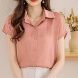 Shirts and Blouses Stripe Fashion Woman Blouse 2023 Elegant Women Tops Flying Sleeve Casual Shirts OL Chiffon White