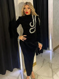 Dress 2025 New Femininity Elegant Nail Drill Long Sleeves To Repair Height And Waist As Hip Dress