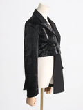 Zingj 2024 New Street Hipster Motorcycle Sense Irregular Suit Jacket Women's Waist Show Thin Suit