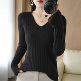 Zingj New Spring And Autumn V-Neck Vertical Knit Short Sleeve Women's Collar Slim Solid Color Wool Undershirt Jacket-Outfit