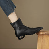 Pointy Short Boots Female 2025 New Spring And Autumn Fine High Heel Single Boots Low Heel Thin Thin Brown Thick Heel