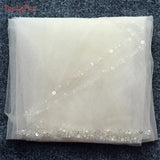 YouLaPan V128 Bridal Veils Wedding Crystal Organza Beaded Wedding Veil Rhinestone Soft Single Tier Bridal Veil with Crystal