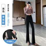 Thigh Pants Women's Summer Thin Ice Silk High Waist Thin Feeling Small Open Casual Suit Trumpet
