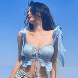 Pure Summer Baby Blue Ruffle Crop TopOutfit