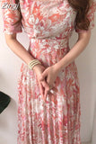 Dress Women Korean Floral Loose Style Casual Office Ladies Dresses Modis 2023 Pleated Fashion Spring Dress