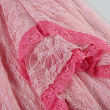 Pink Lace Slit Maxi Skirt- Outfit