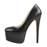 Onlymaker Women's Platform 16CM Thin Heels Pumps Fashion Leopard Round Toe Shoes Sexy Party wedding Stiletto Plus Size