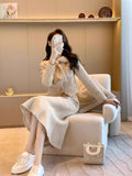 Elegant French Socialite Temperament Women's Suit Jacket Coat Fashion Long Skirt Lady Two-piece Spring and Autumn