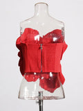 Sexy Small Vest 2025 Spring New Solid Color Three-Dimensional Flower Splicing Design
